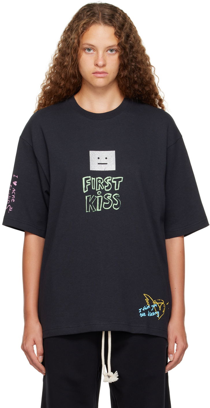 Тениска Acne Studios First Kiss T-Shirt Черно | CL0210-, 0