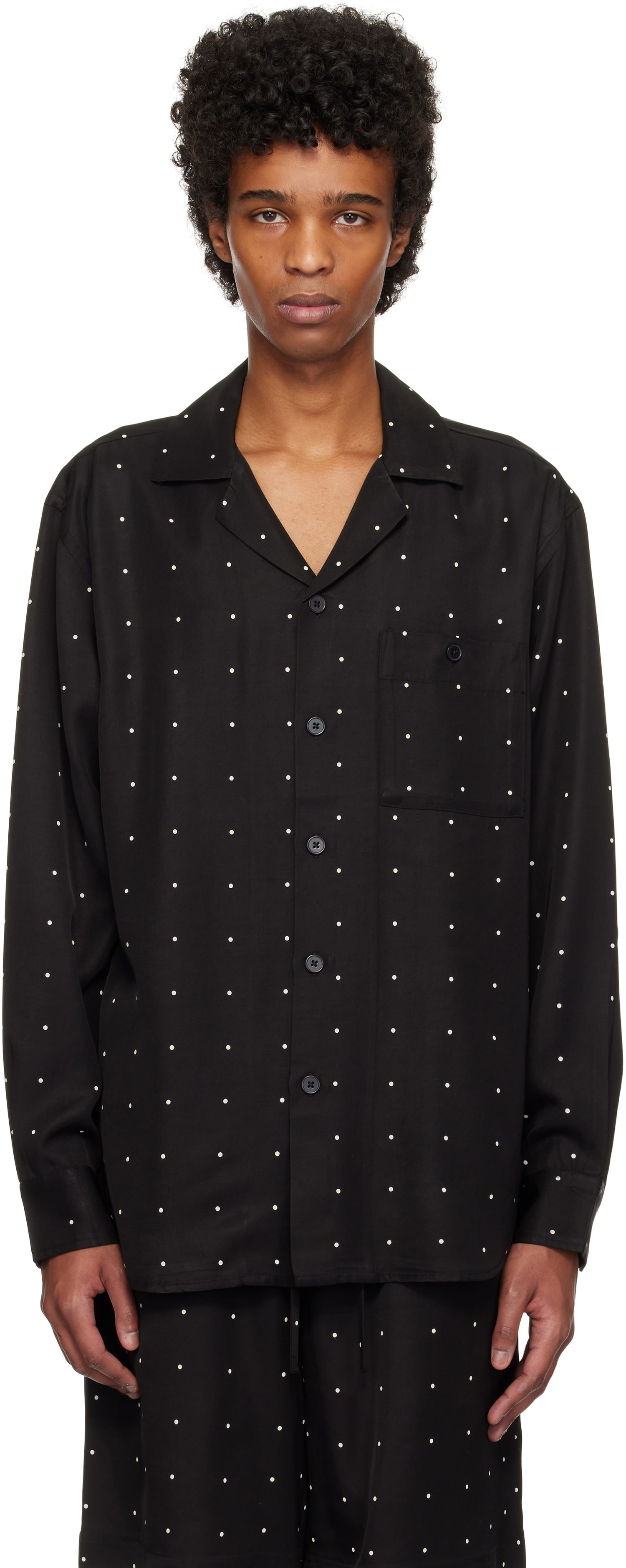 Риза Róhe Dotted Loose Camp Collar Shirt Черно | 314-19-075, 0