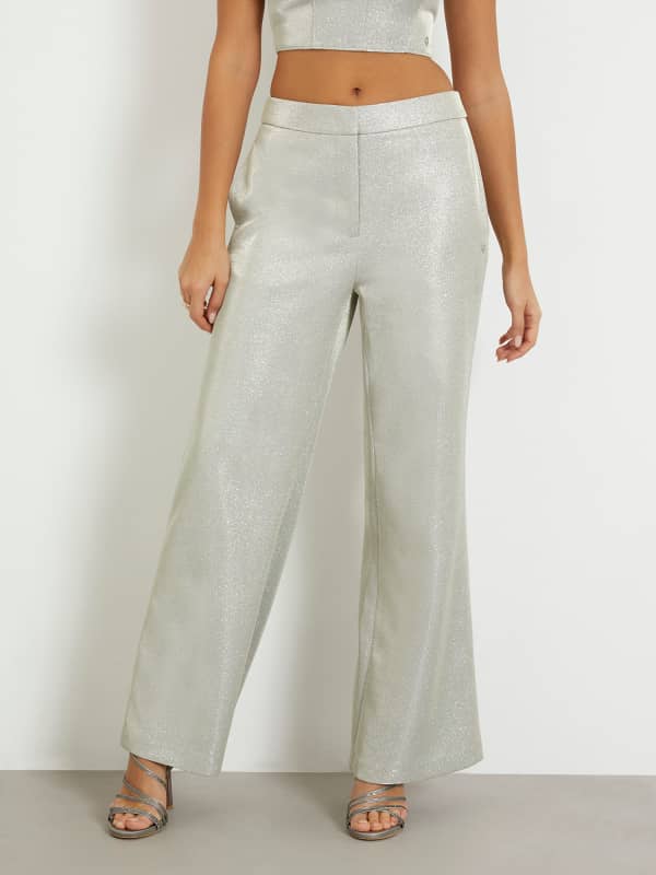 Панталони GUESS Glitter Flare Pant Металик | W4PB69KCDC0, 0