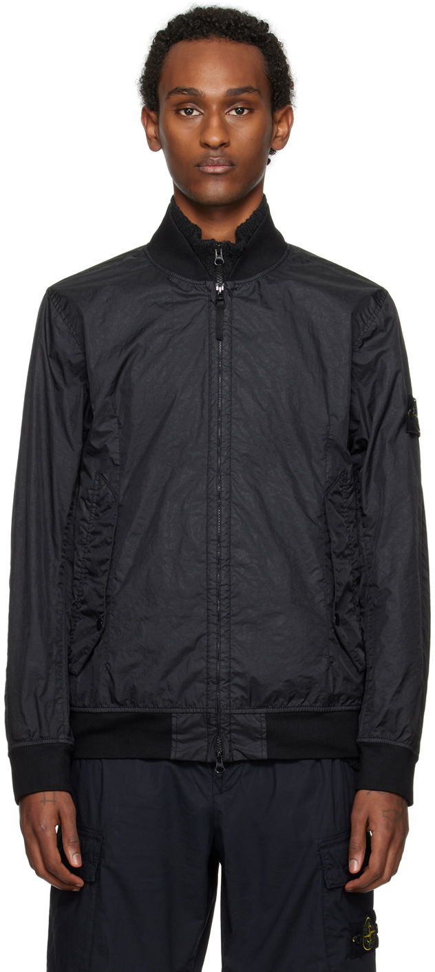 Яке бомбър Stone Island Crinkled Bomber Jacket Черно | 801541223, 0