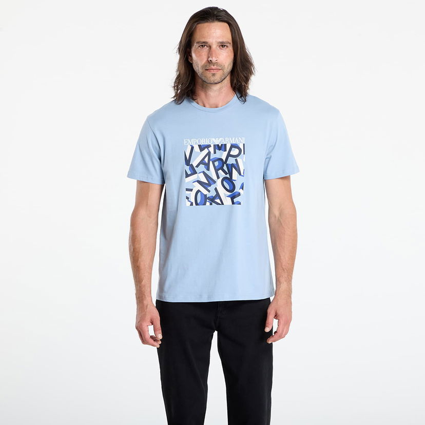 Тениска Emporio Armani Emporio Armani Crew Neck Ashley Print Lettering T-Shirt Синьо | EM000574AF12349F9029