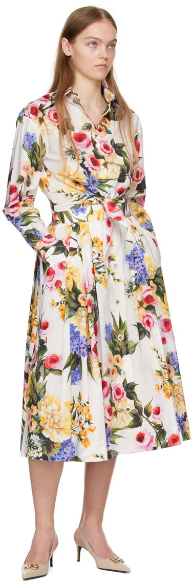 Пола Dolce & Gabbana Floral Print Midi Skirt Бяло | F4CFET HS5Q1, 3