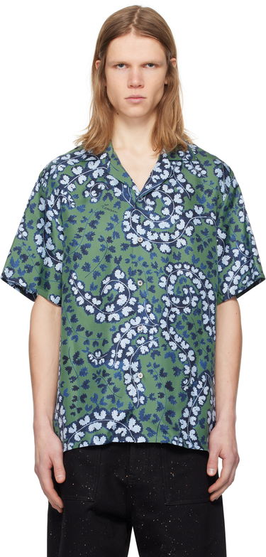 Риза LANVIN Lanvin Rateau Print Bowling Shirt Зелено | RM-SI0019-6057-P25, 0