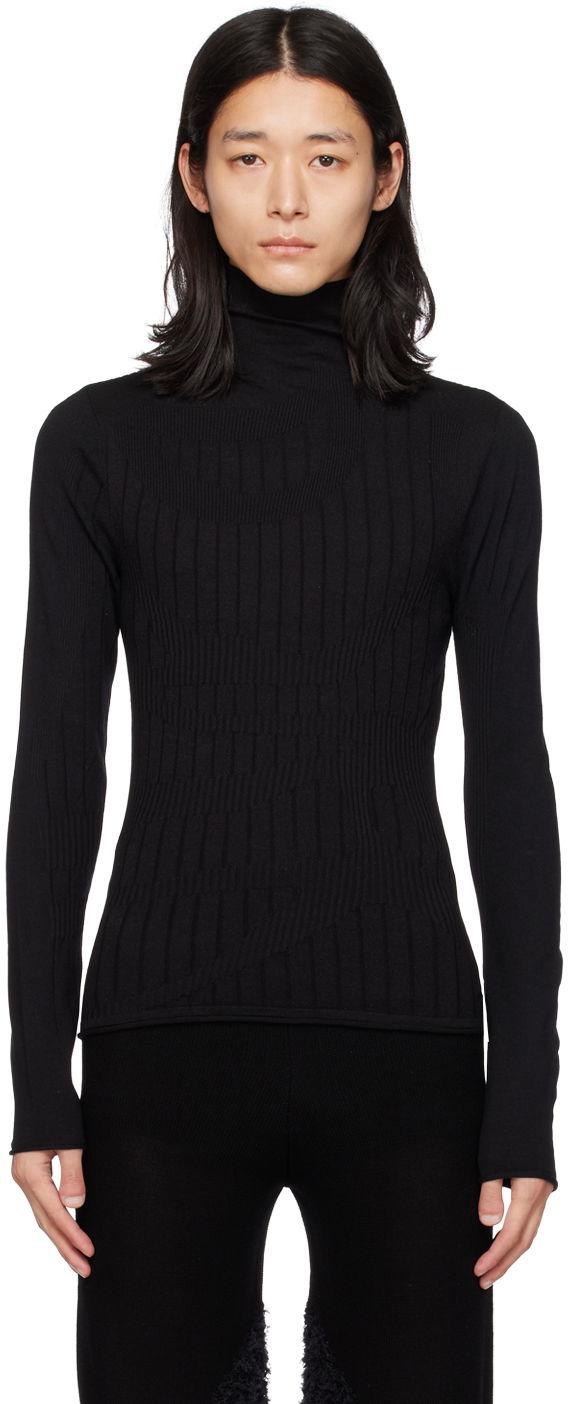 Тениска Dion Lee Fitted Ribbed Turtleneck Top Черно | C7104F22, 0