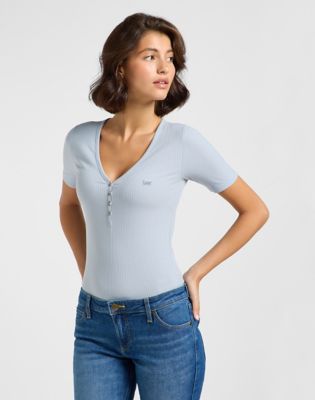 Тениска Lee Short Sleeve Henley T-Shirt Синьо | 112363830, 1