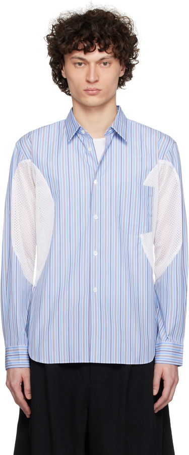 Риза Comme des Garçons Broad Stripe x Polyester Mesh Shirt Синьо | DO-B025-051, 0