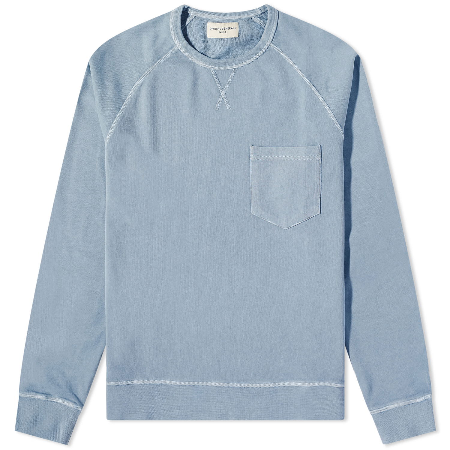 Суитчър Officine Générale Chris Pigment Dyed Crew Sweat "Storm Blue" Синьо | W23MSWT253PRE-BLU, 0