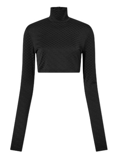 Съкратен топ Ambush Mini Monogram Crop Top Черно | BWAD041F22JER0011010