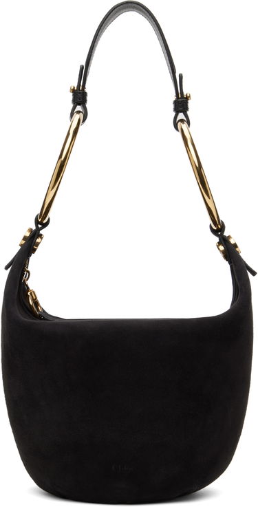 Чанта през рамо CHLOÉ Chloé Small Bracelet Suede Shoulder Bag Черно | CHC25SS618O84, 0
