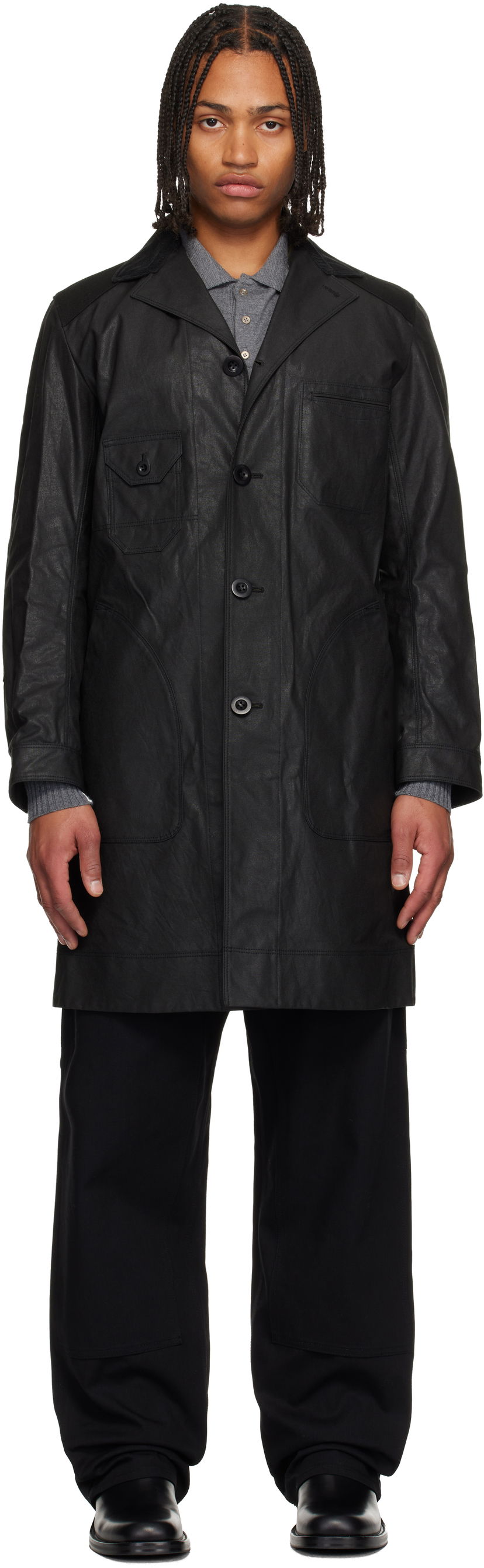 Палта Junya Watanabe Junya Watanabe Coated Cotton Coat Черно | WP-C011-051