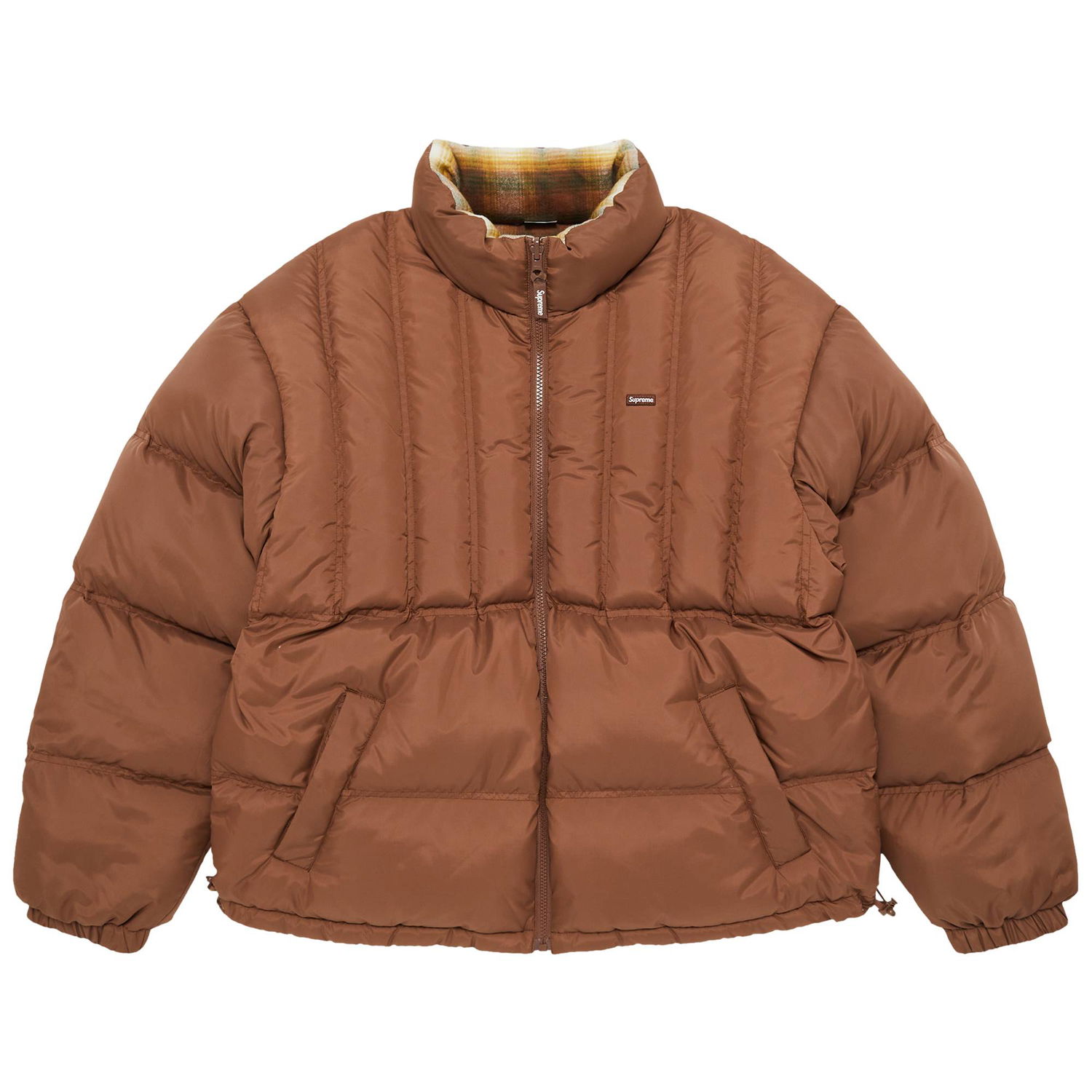 Пухо яке Supreme Flannel Reversible Puffer Jacket Кафяво | FW22J63 BROWN, 1