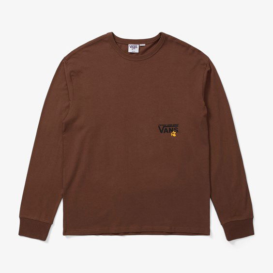 Тениска Vans P.A.M. x Spiral Checker Long Sleeve T-Shirt Кафяво | VN0A7SOODOD1, 0