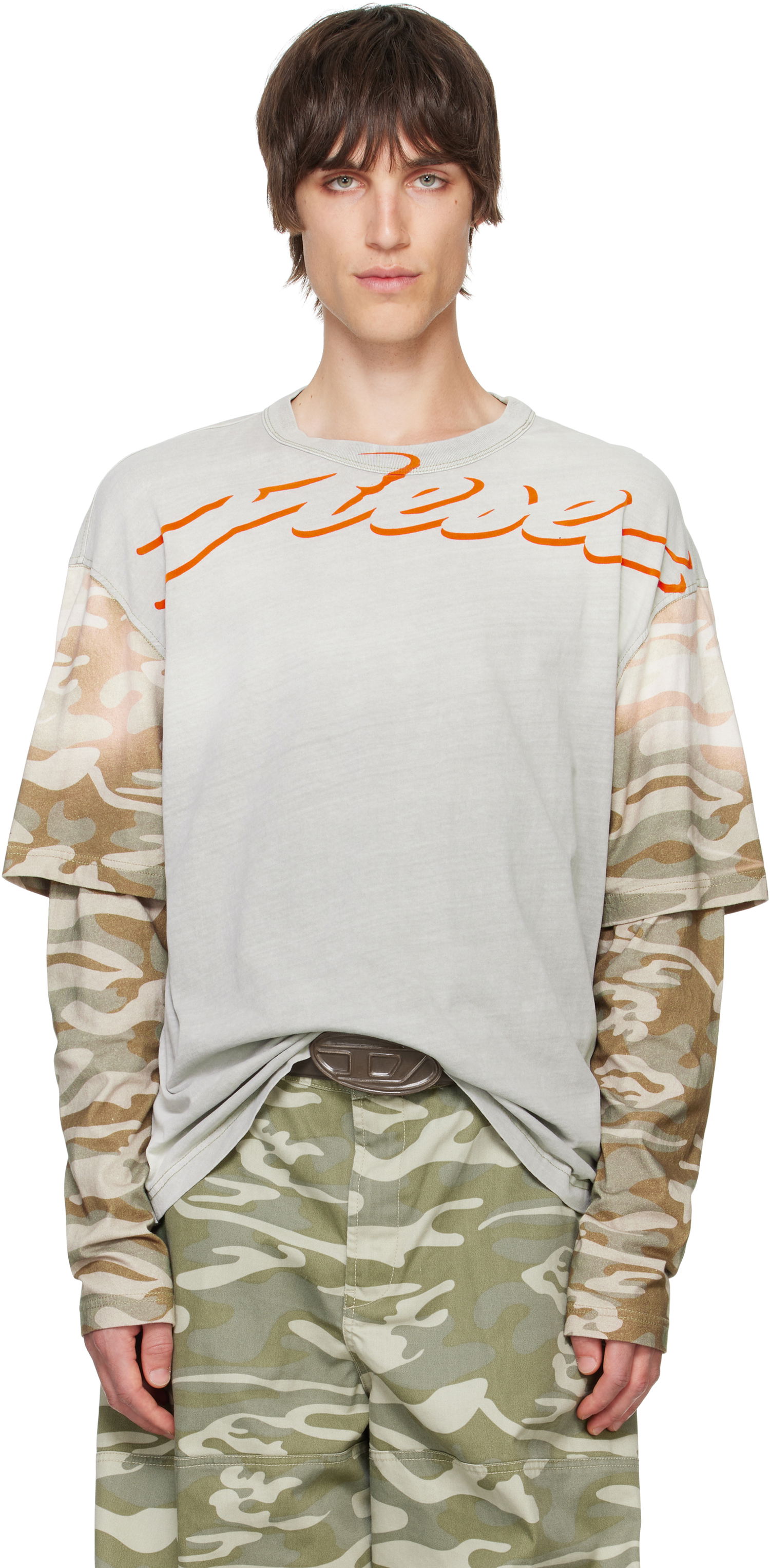 Тениска Diesel T-Wesher-Q2 T-shirt Сиво | A14879-0JHAB-5FQA, 0