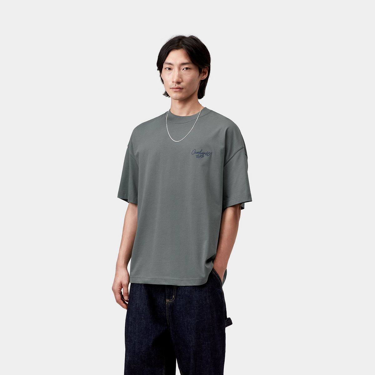 Тениска Carhartt WIP Short-Sleeve Signature Script T-Shirt Сиво | I033828_66, 0