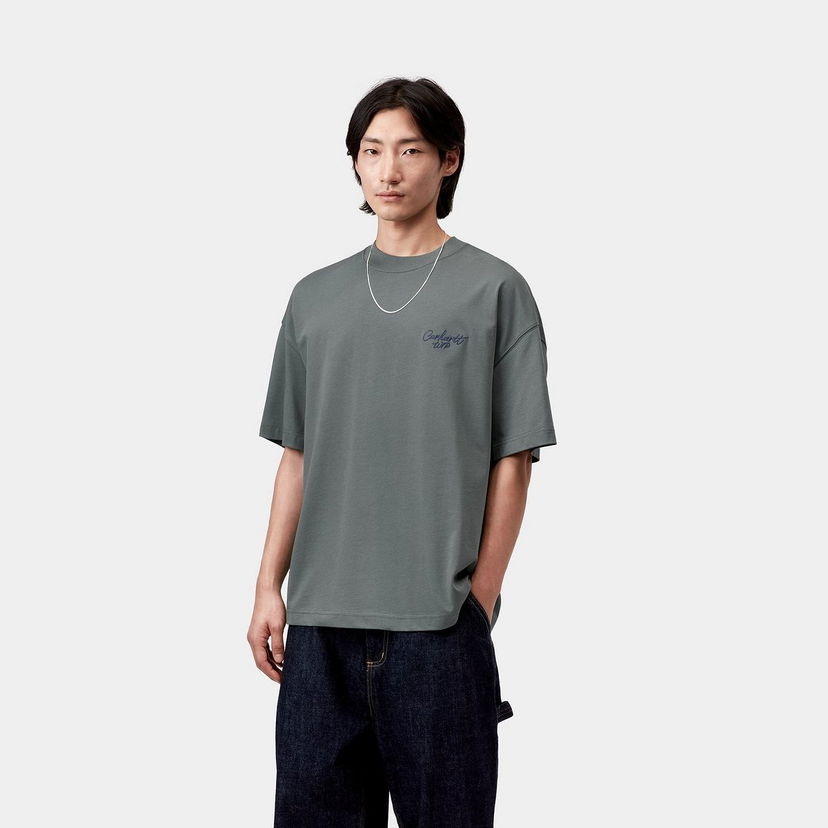 Тениска Carhartt WIP Short-Sleeve Signature Script T-Shirt Сиво | I033828_66