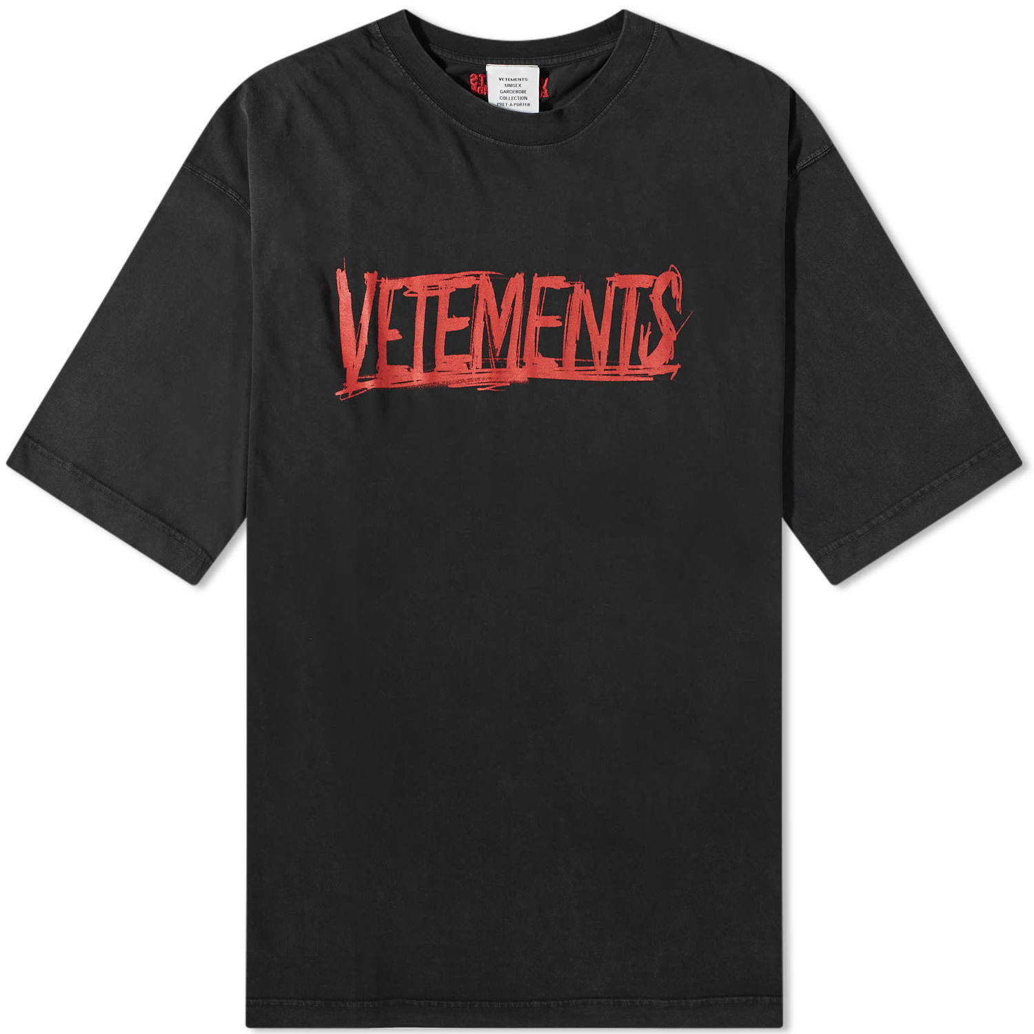 Тениска VETEMENTS World Tour Logo T-Shirt Washed Black Черно | UE54TR430B, 0