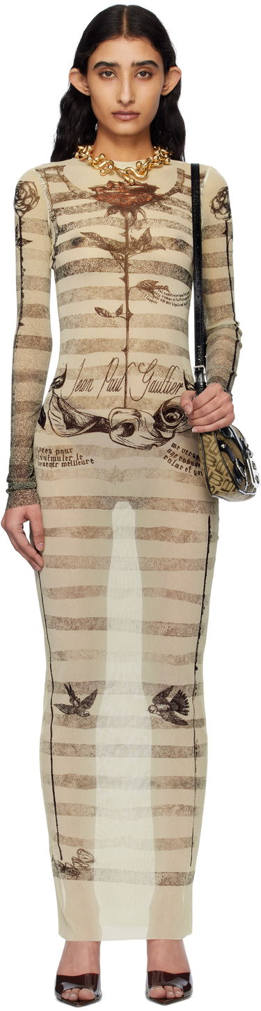 Pокля Jean Paul Gaultier Jean Paul Gaultier Tattoo Marinière Maxi Dress Бежово | 25/34-F-RO396-T585-030030, 0
