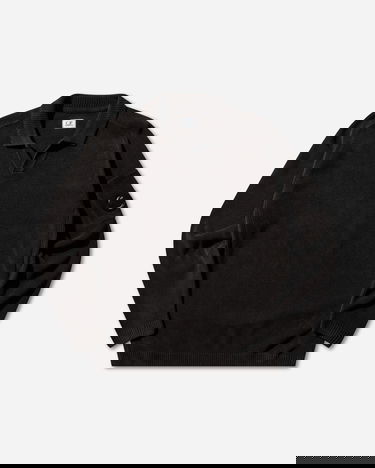 Пуловер C.P. Company Chenille Cotton Polo Lens Sweater Черно | 20CMKN118A-005687G 999, 1