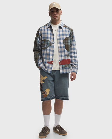 Риза KidSuper Patchwork Face Flannel Shirt Синьо | SS25-LTP-02, 2