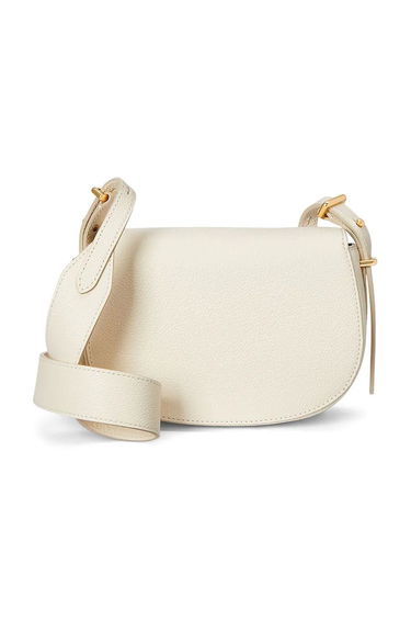 Чанта през рамо Polo by Ralph Lauren White Leather Saddle Bag Бяло | 428932626, 2