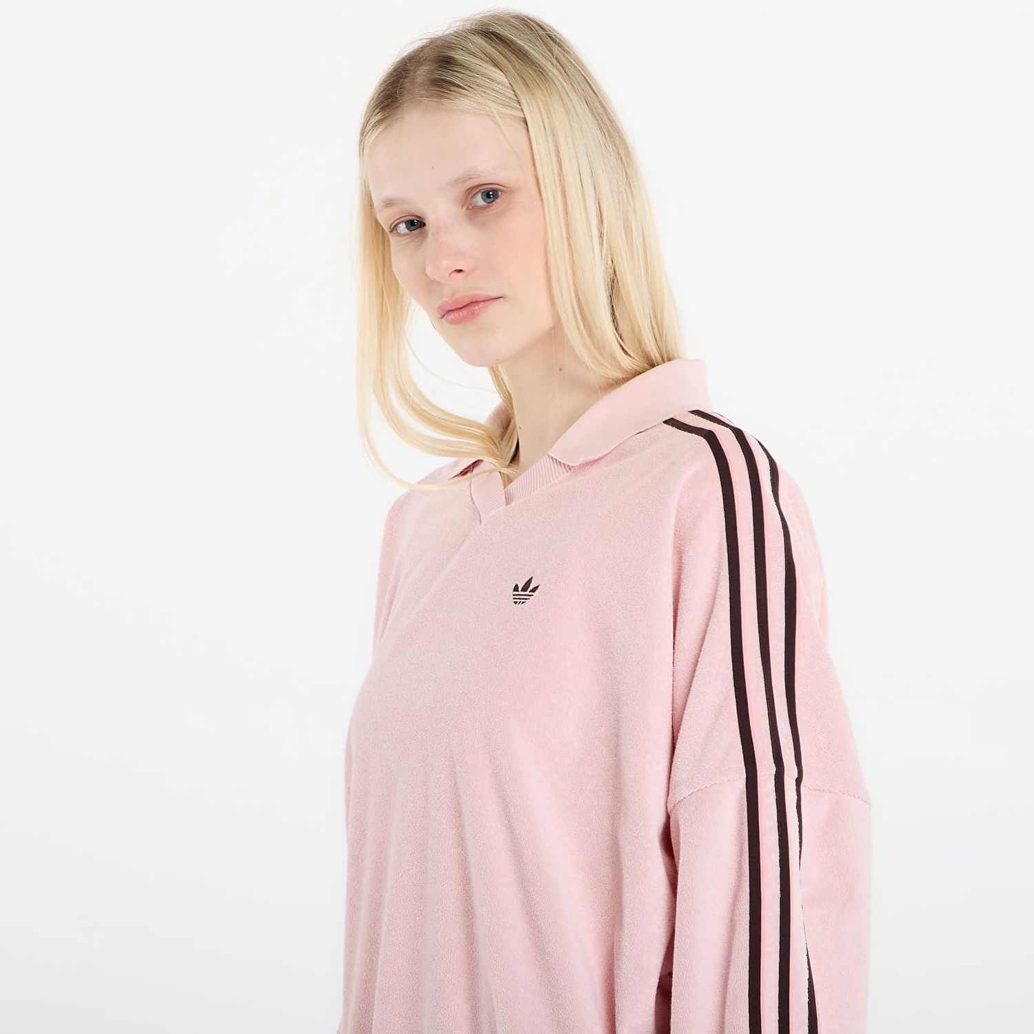 Поло тениска adidas Performance Polo Shirt Terry Towel V-Neck Long Sleeves Розово | KD1400, 1
