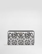 Dolce & Gabbana Majolica Print Calfskin Zip-Around Wallet