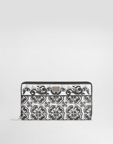 Портфейл Dolce & Gabbana Dolce & Gabbana Majolica Print Calfskin Zip-Around Wallet Бяло | BP1672AN719IU3TN, 0