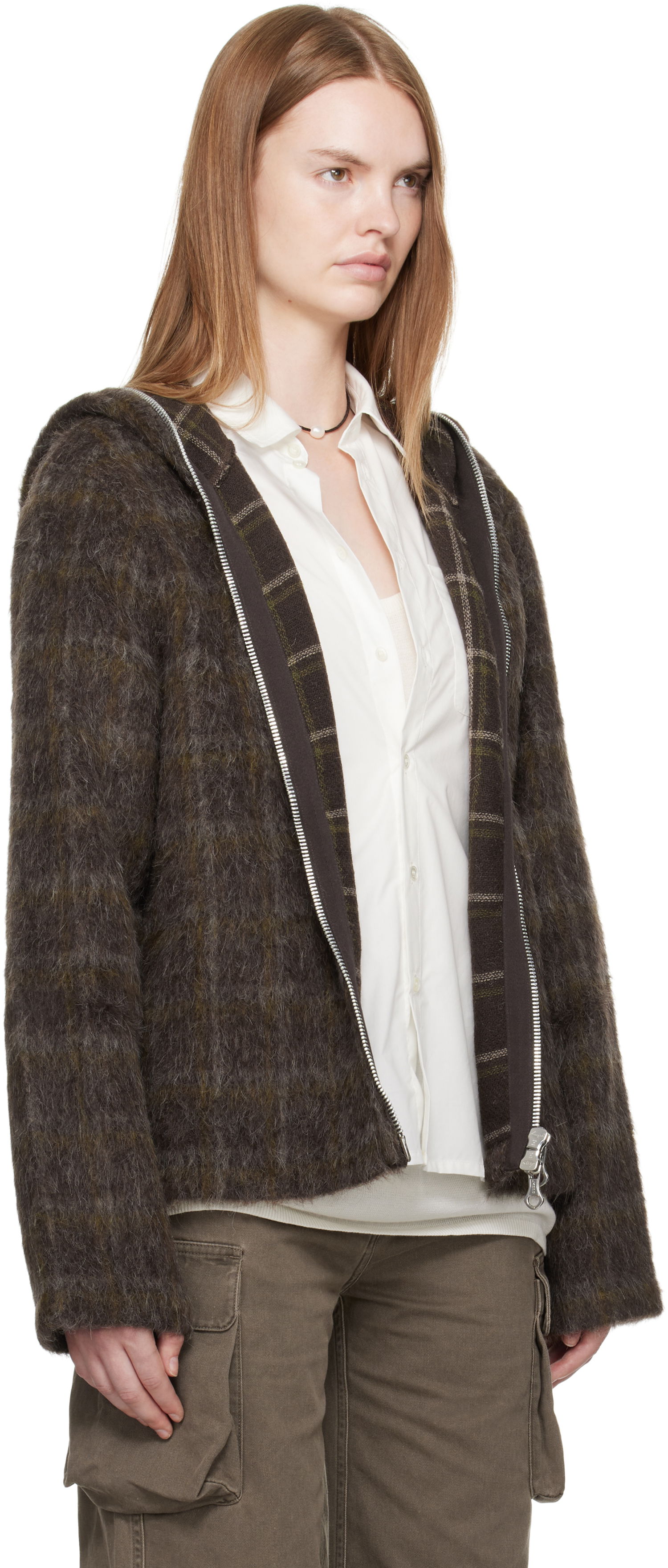 Суитчър OUR LEGACY Our Legacy Fuzzy Full Zip Hoodie Кафяво | W4256FD, 1
