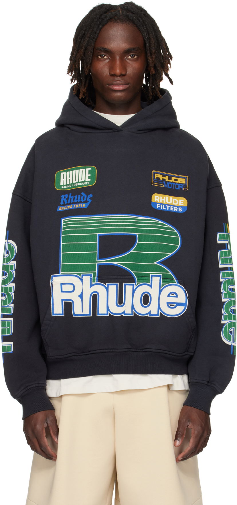 Суитчър Rhude Rhude Roadway Racing Hoodie Черно | RHPF25HO08012
