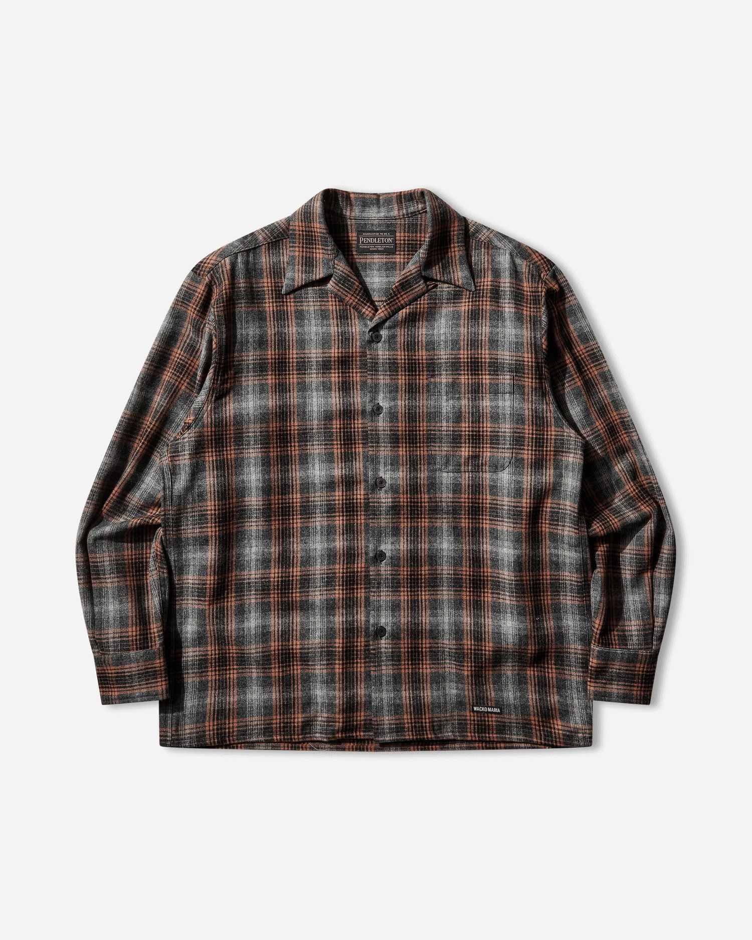 Риза WACKO MARIA Ombre Check Open Collar Shirt Многоцветен | 25FW-WMS-PE02 GRAY-ORANGE, 1