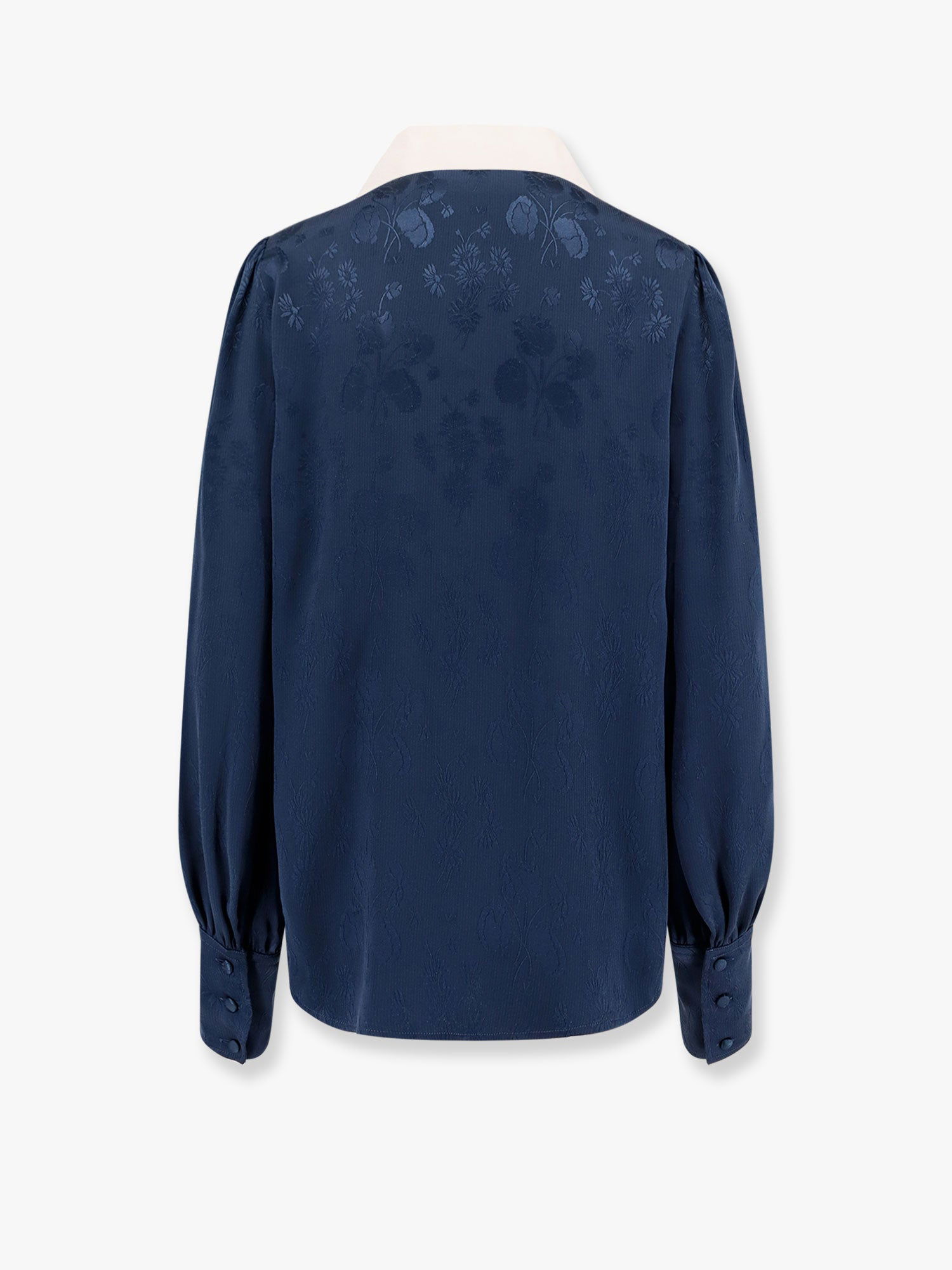 Риза Valentino Valentino Embroidered Collar Long Sleeve Blouse Синьо | 6B3AB7A697CD51, 1