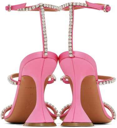 Грижа за обувките Amina Muaddi Amina Muaddi Gilda Crystal-Embellished Heeled Sandals Розово | GILDA SANDAL CL SATIN, 1