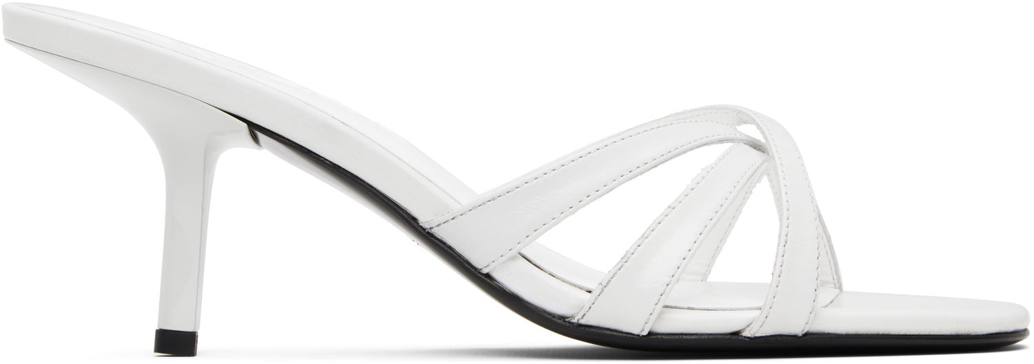 Грижа за обувките BY FAR BY FAR Julie Creased Calf Leather Heeled Sandals Бяло | MWFHO020CL034WH025PL, 0