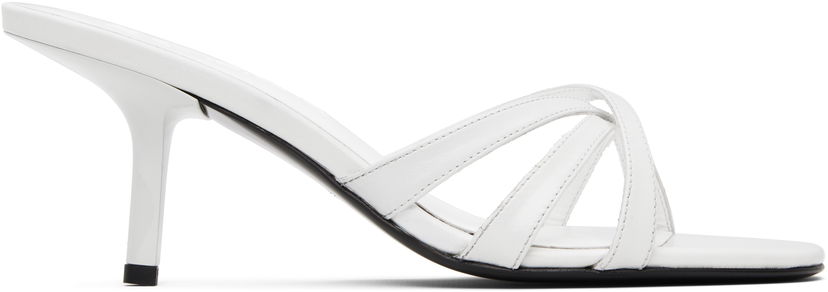 Грижа за обувките BY FAR BY FAR Julie Creased Calf Leather Heeled Sandals Бяло | MWFHO020CL034WH025PL