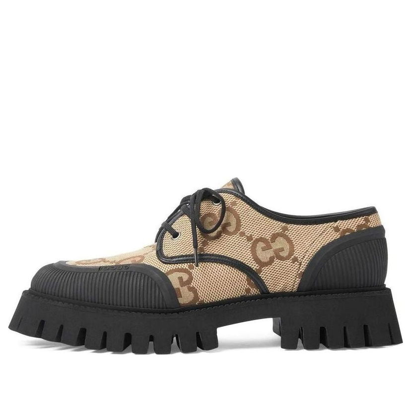 Кецове и обувки Gucci Maxi GG Lace-Up Shoes Бежово | 751708-UKOF0-2552