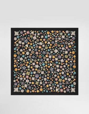 Шал Dolce & Gabbana Dolce & Gabbana 70x70 Silk Twill Floral Brooch Scarf Черно | FN092RGDDAXHN5SA, 2