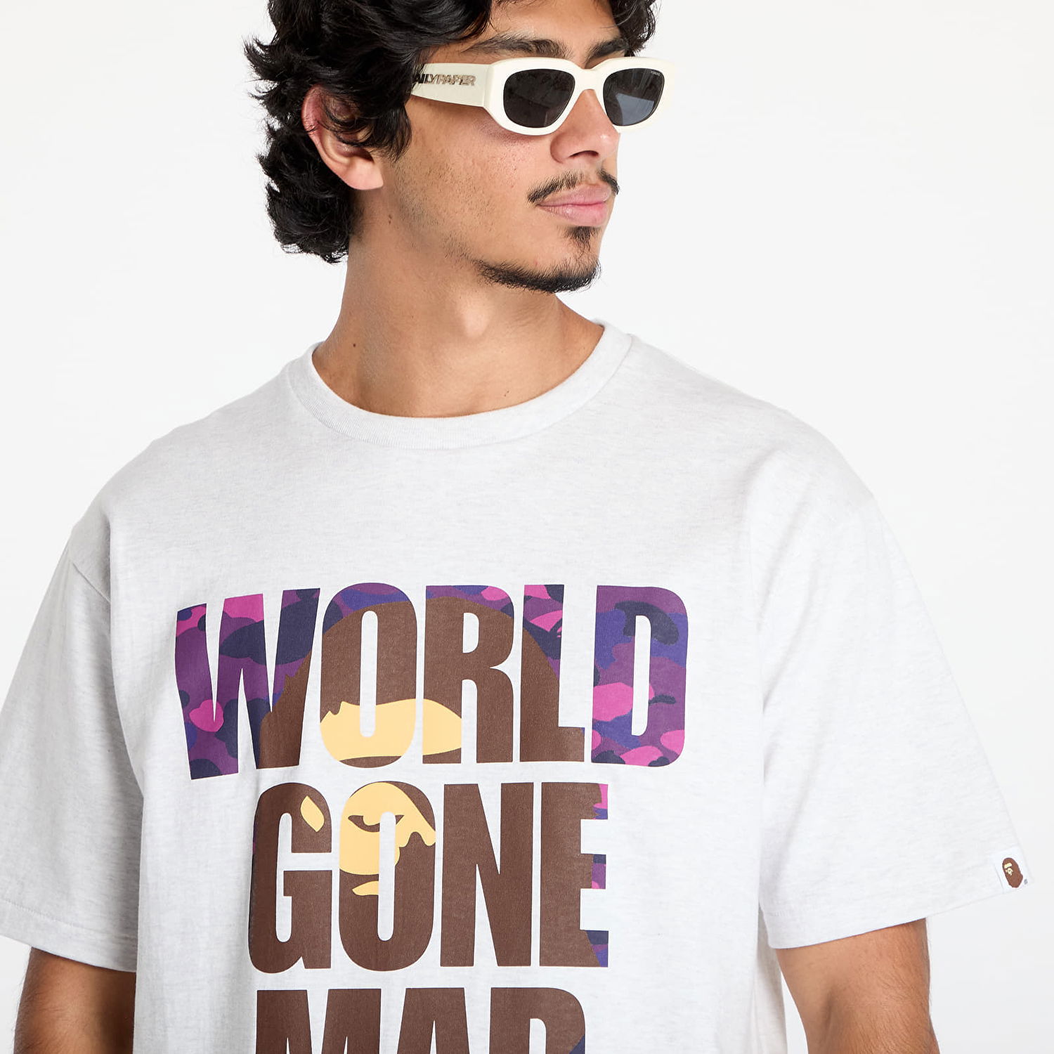 Тениска BAPE A BATHING APE Color Camo Wgm Ape Head Overlap T-Shirt Бяло | 001TEK801024M GRA, 1