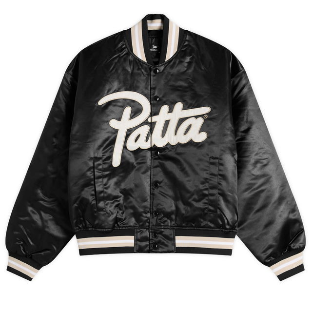 Patta Script Logo Satin Varsity Jacket, Size Small