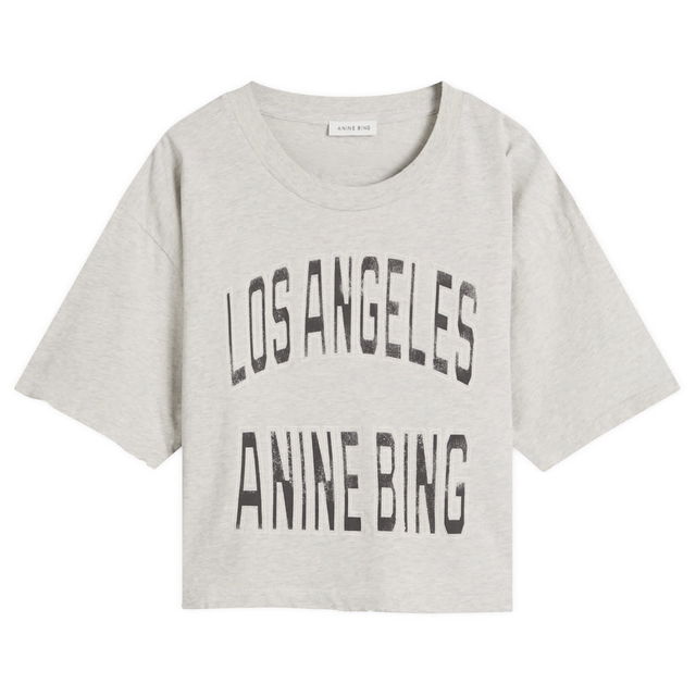 Anine Bing Johnny Cropped T-Shirt, Size Large