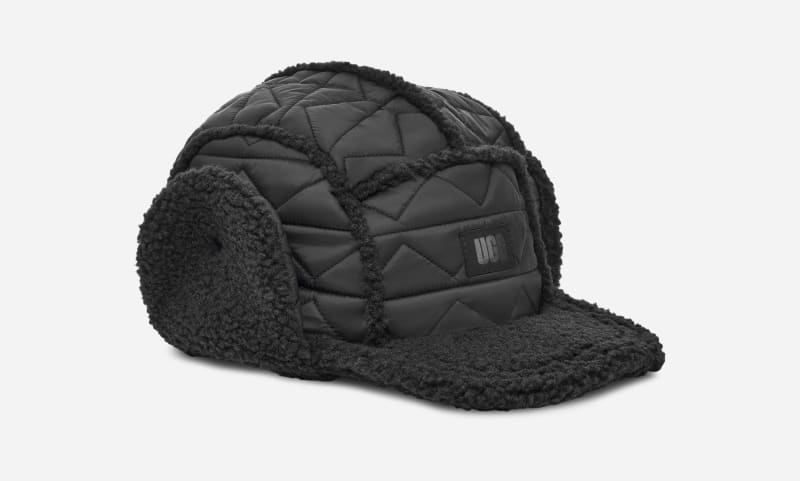 Шапка UGG Black Fluff Trapper Hat Черно | 100917-BLK