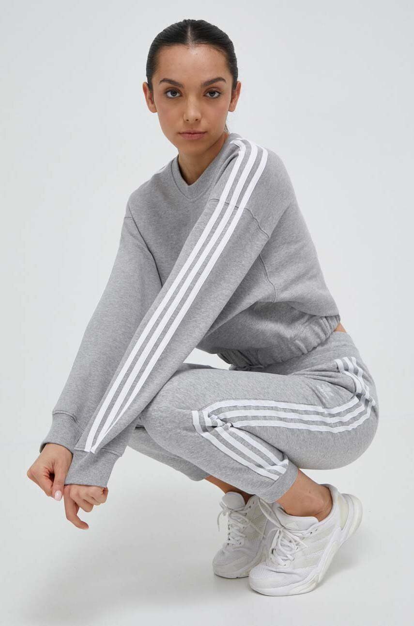 Суитчър adidas Performance Essentials 3-Stripes Crop Sweatshirt Сиво | HR4929, 0