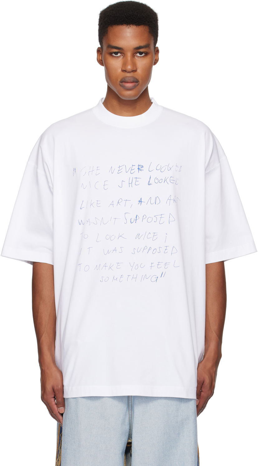 Тениска VETEMENTS Oversized 'She Never Looked Nice' T-Shirt Бяло | UA66TR630W