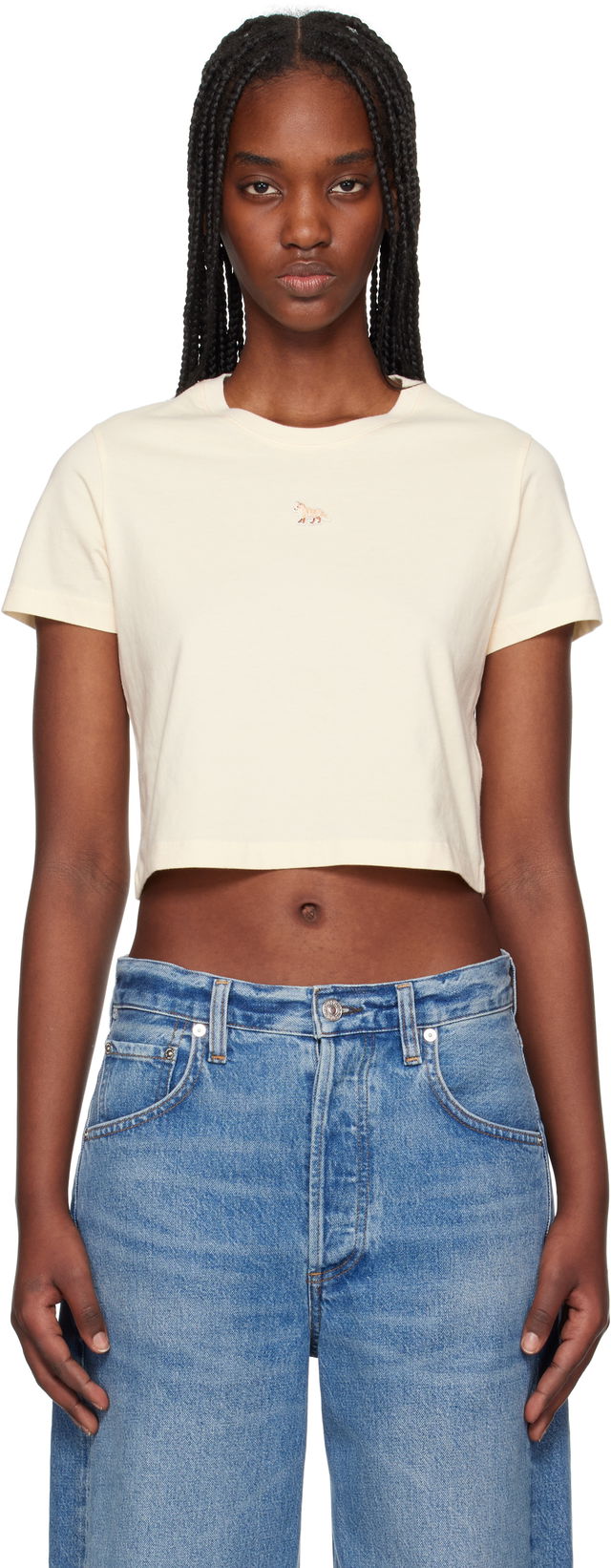 Maison Kitsuné Baby Fox Patch Cropped T-Shirt