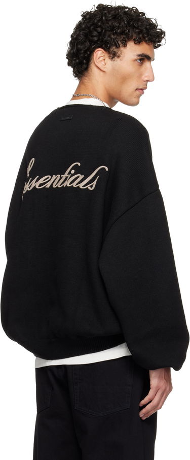 Пуловер Fear of God ESSENTIALS Holiday Embroidered Merino Crewneck Sweater Черно | 192HO254331F, 2