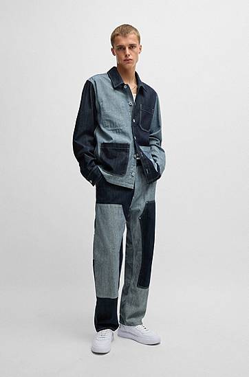 Риза BOSS HUGO Relaxed Fit Mixed Denim Overshirt Многоцветен | 50534188, 1