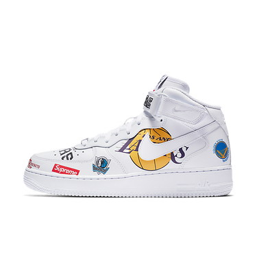 Кецове и обувки Nike Supreme x NBA x Air Force 1 Mid 07 Бяло | AQ8017-100, 1