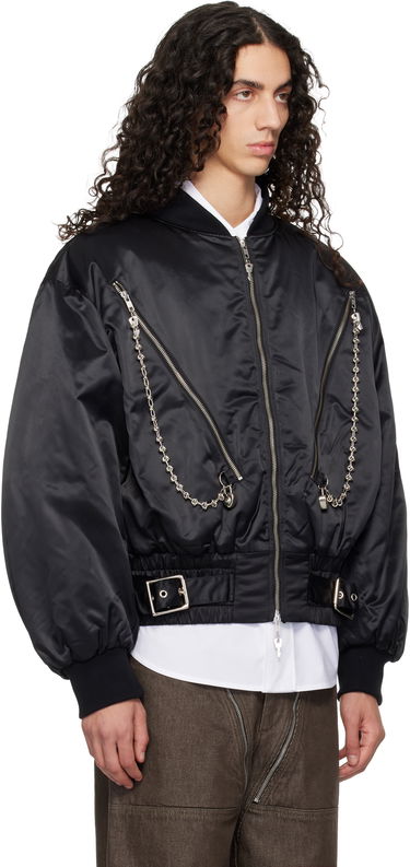 Яке бомбър Chopova Lowena Chopova Lowena SSENSE Exclusive Helter Oversized Asymmetric Zip Chain Detail Bomber Jacket Черно | 5326E, 1