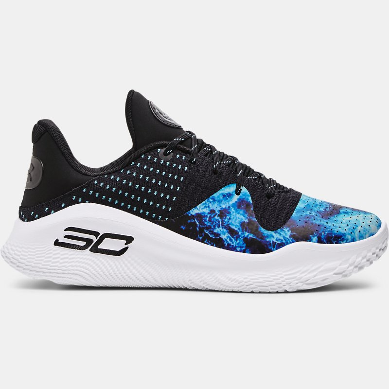 Баскетбол Under Armour Unisex Curry 4 Low FloTro DW Basketballschuhe Schwarz / Sky Blau / Schwarz 44.5 Черно | 3028115-001