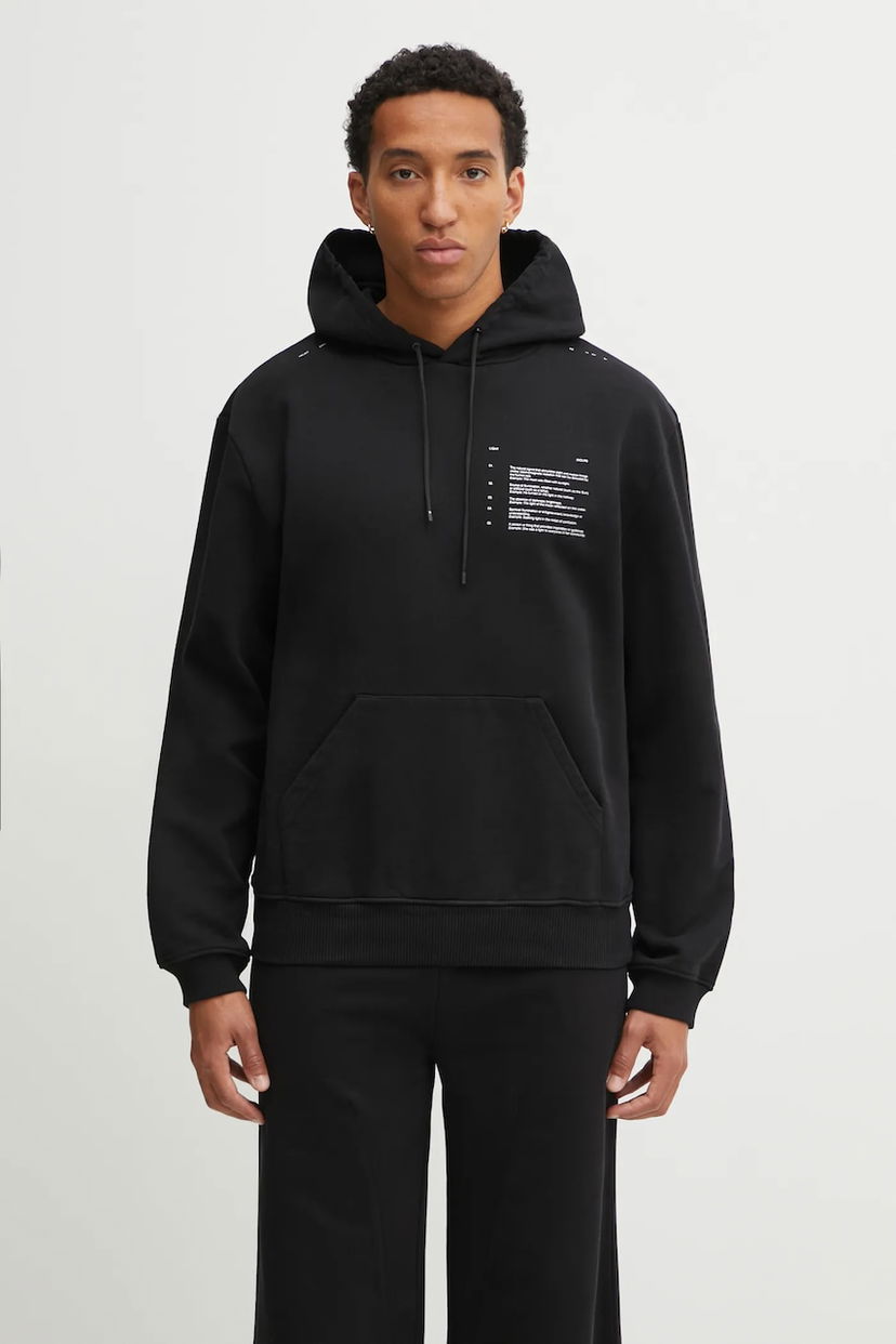 Суитчър HELIOT EMIL Cotton Printed Hoodie Черно | AW25.M.08.087.BLK01