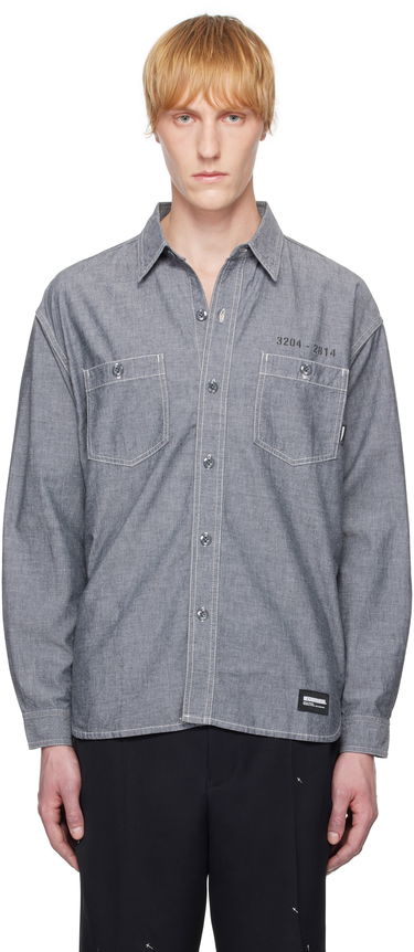 Риза Neighborhood Neighborhood Chambray Long Sleeve Shirt Сиво | 251ARNH-SHM02, 0